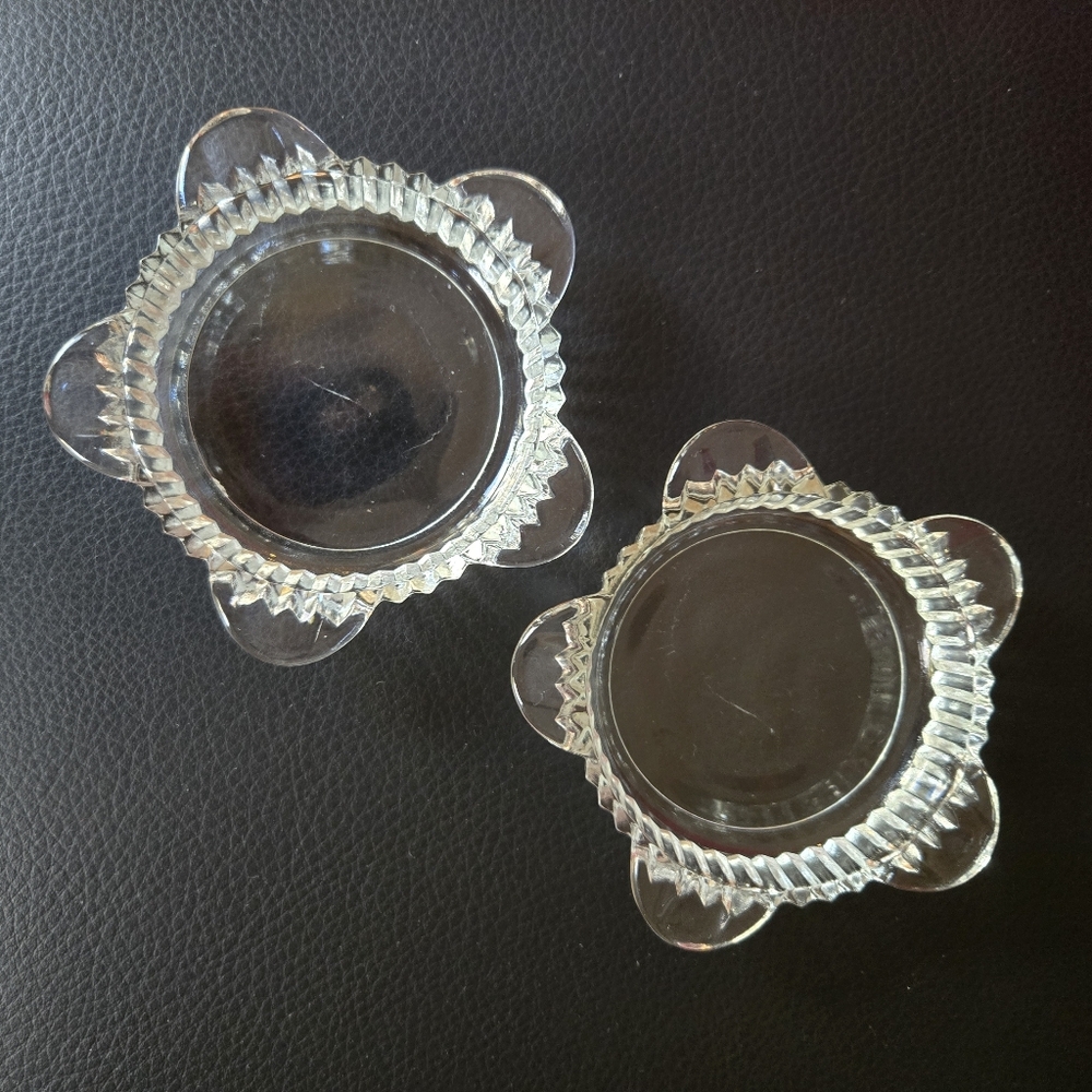 VINTAGE Clear Glass Ashtrays or Candle Holders